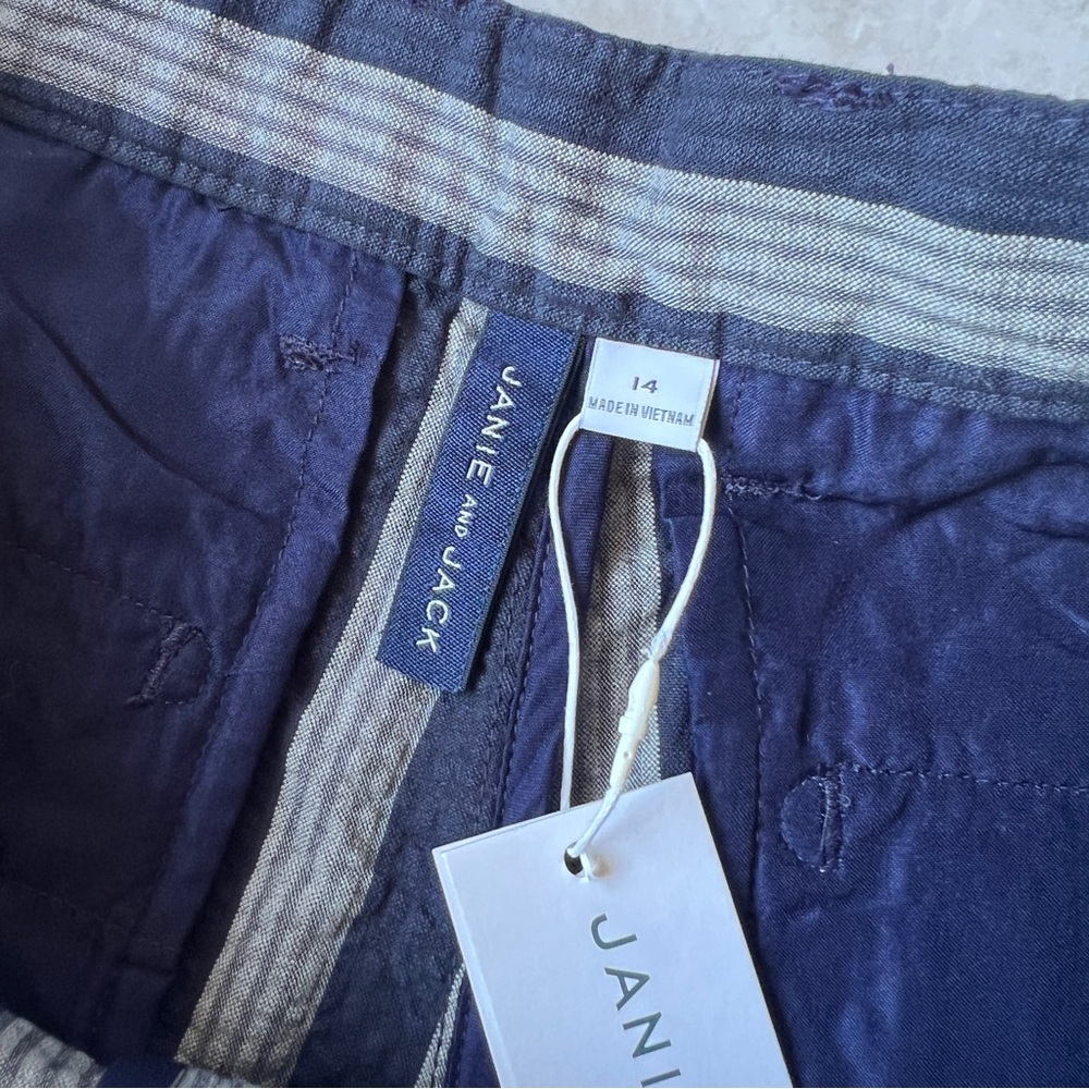Janie and Jack Boys Navy Blue Stripe Shorts Adjustable Waist Size 14 - Picture 4 of 5